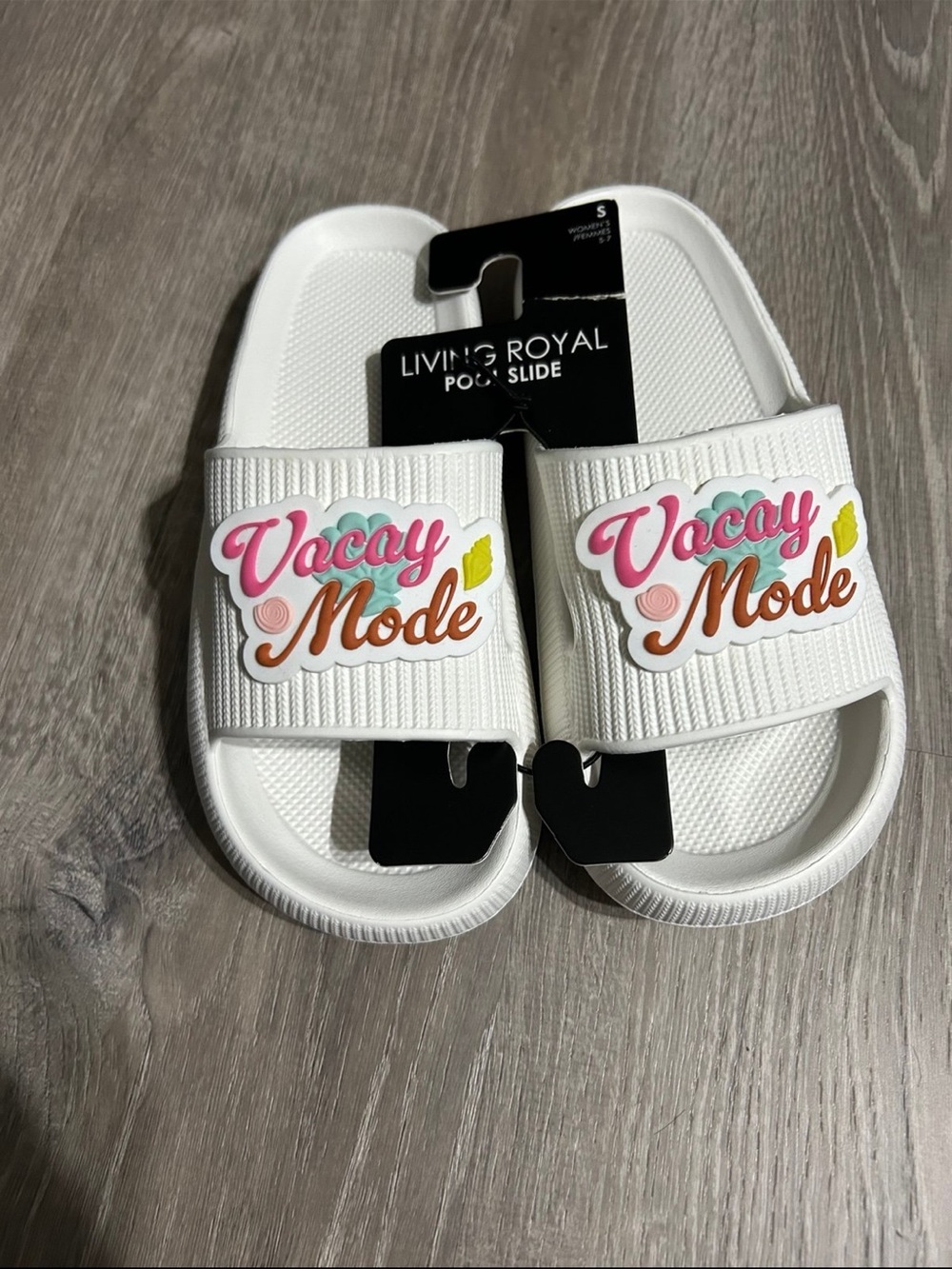 Living Royal Women’s "Vacay Mode" White Pool Slide